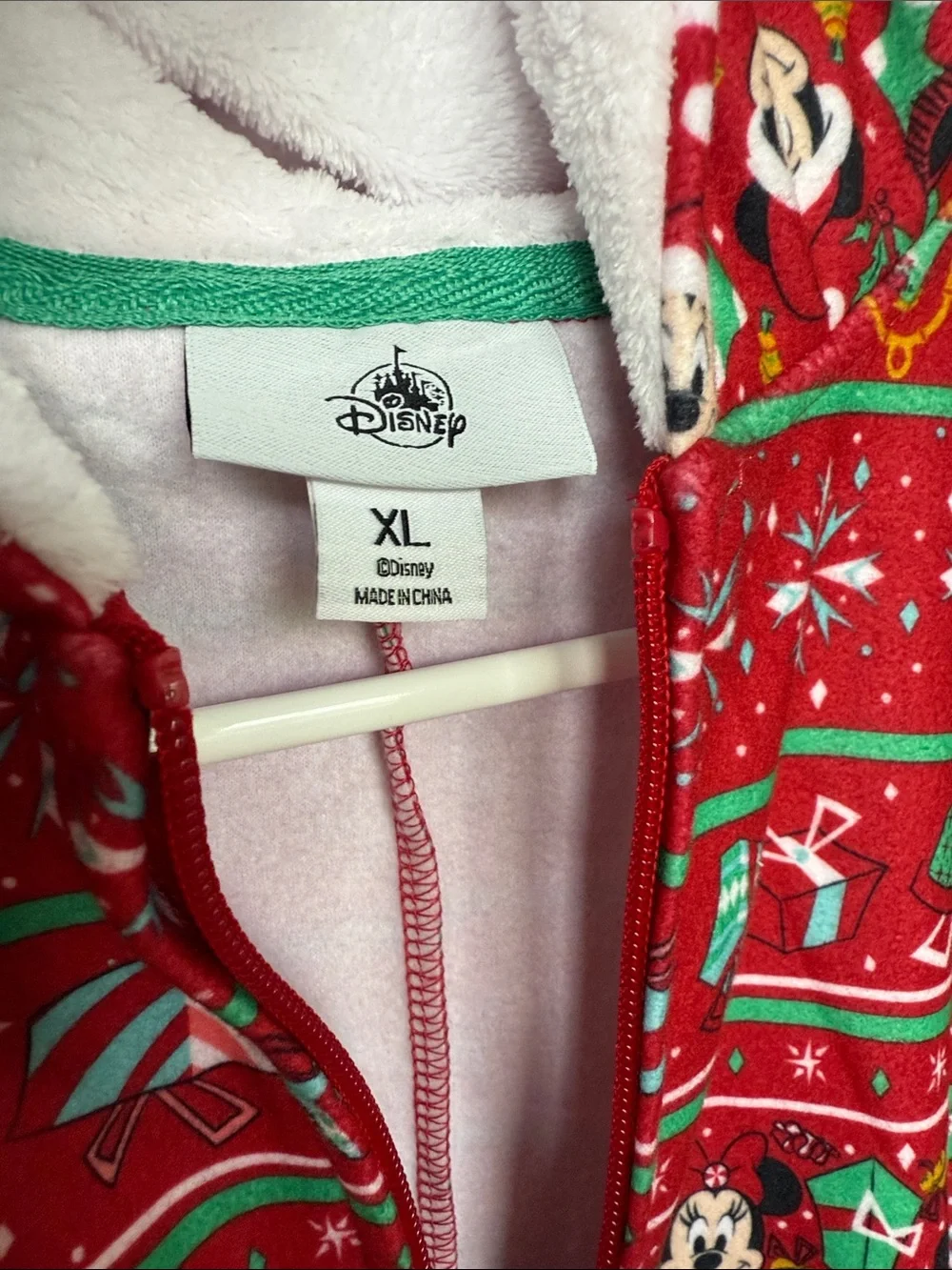 Disney Red and Green Holiday Mickey Hooded Onesie Pajamas